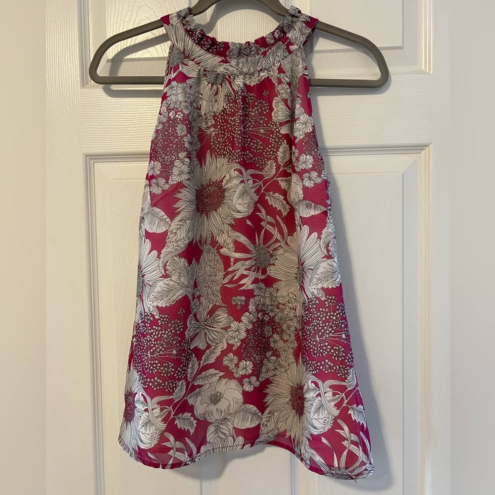 Liberty of London Floral Halter Neck Top - Pink and White